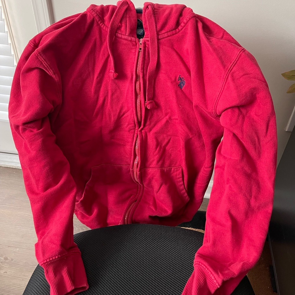 Small Red Zip Up U.S. Polo Assn. Jacket